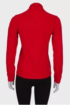 Red sweater with a zipper at the collar