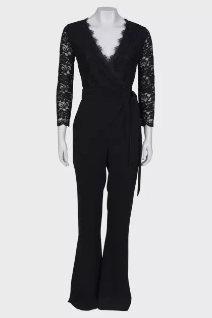 Black jumpsuit with openwork top