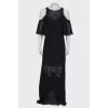 Maxi dress with translucent inserts