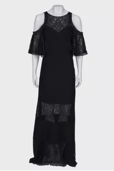 Maxi dress with translucent inserts