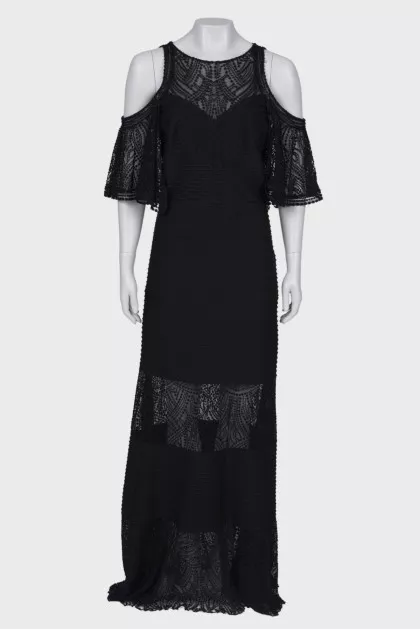Maxi dress with translucent inserts