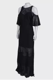 Maxi dress with translucent inserts