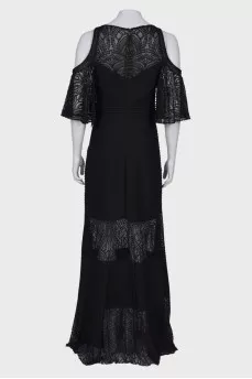 Maxi dress with translucent inserts