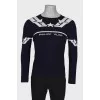 Men's navy blue print sweater