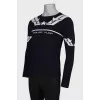 Men's navy blue print sweater