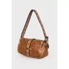 Leather bag with front strap