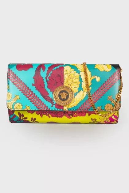 Printed leather clutch