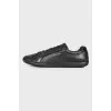Men's black leather sneakers