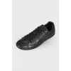 Men's black leather sneakers