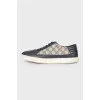 Men's dark blue leather sneakers