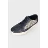 Men's dark blue leather sneakers