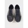 Men's dark blue leather sneakers
