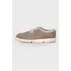 Men's gray brogues with white soles