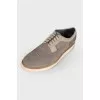 Men's gray brogues with white soles