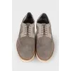 Men's gray brogues with white soles