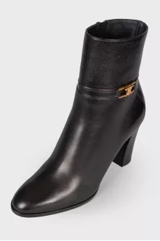 Claude black leather ankle boots
