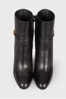 Claude black leather ankle boots