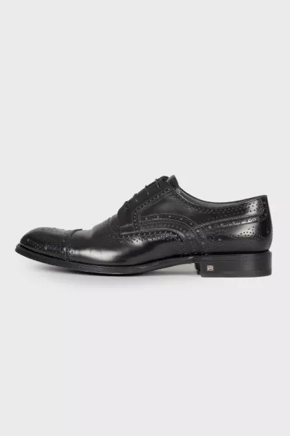 Men's black leather brogues