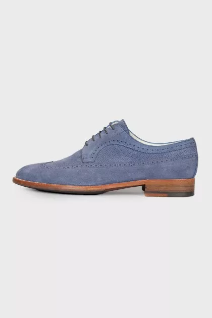 Men's blue suede brogues
