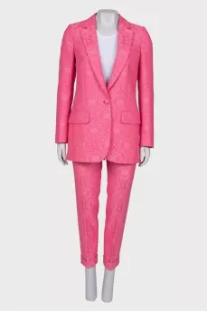 Pink suit with embroidery
