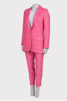 Pink suit with embroidery