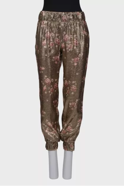 Pants with lurex and print