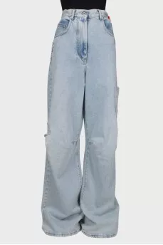 Back embroidered jeans with tag