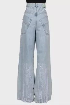 Back embroidered jeans with tag