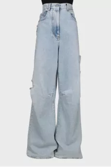 Back embroidered jeans with tag
