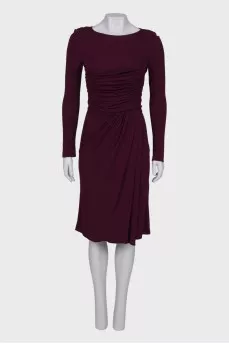 Burgundy dress with drapery