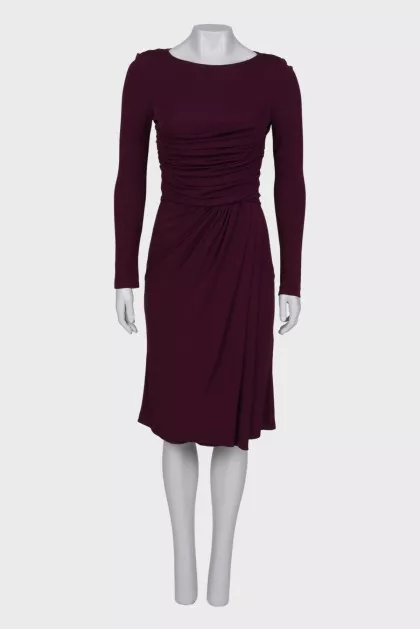 Burgundy dress with drapery