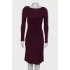 Burgundy dress with drapery