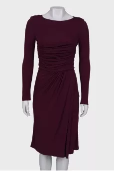 Burgundy dress with drapery