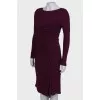 Burgundy dress with drapery