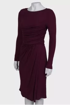 Burgundy dress with drapery