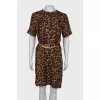 Leopard print dress with belt