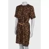 Leopard print dress with belt
