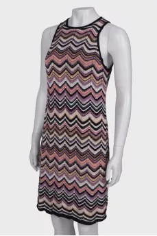Dress with geometric pattern and lurex