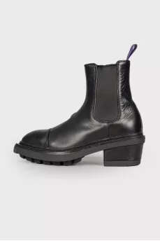 Black leather boots