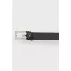 Leather belt with mother-of-pearl buckle