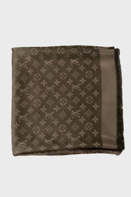 Green scarf with brand logo