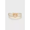 Love Birds white leather belt