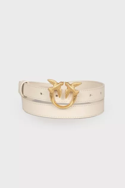 Love Birds white leather belt