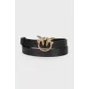 Love Birds black leather belt