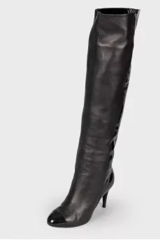 Leather combination boots
