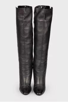 Leather combination boots