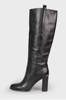 Black leather boots