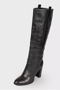 Black leather boots