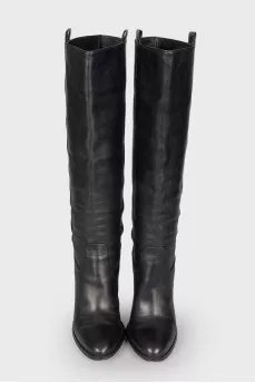 Black leather boots