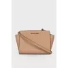Leather trapezoid bag